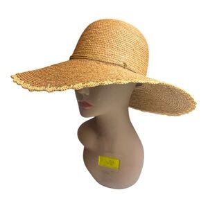 Bellaflora Crochet Raffia Sun Wide Brim Hat
